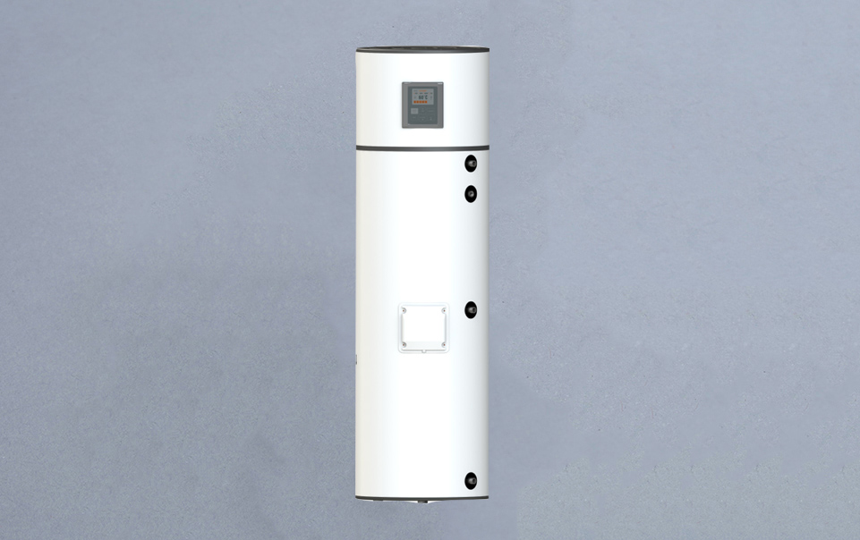 Hot domestic water heater with integrated water-water heat pump (booster)